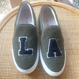 Joshua Sanders Size 39 Green Wool slip on L.A. shoe